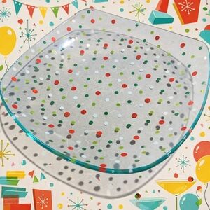 Discontinued Pampered Chef 10" Colorful Holiday Polka Dot Party Plate